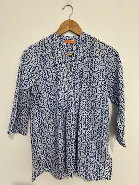 Oliphant Blue and White Popover Tunic Size Small